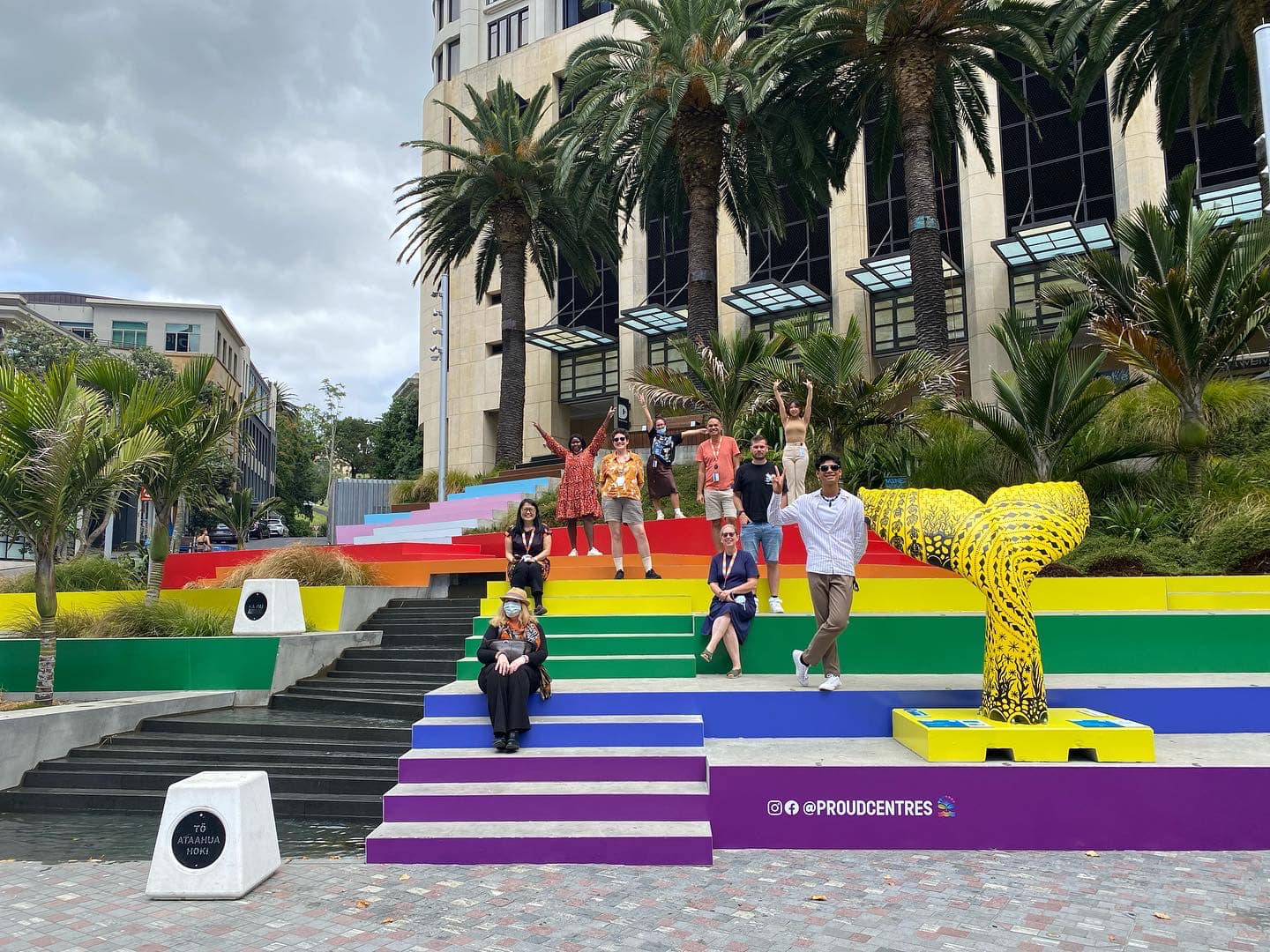 Met our amazing Communities Team on The Freyberg Steps that have been updated this year to incorporate the Progressive (Inclusivity) Flag designed by Daniel Quasar.